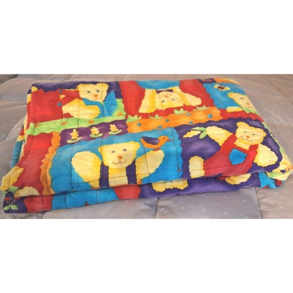 Childs Hand Made BEARS n BUTTERFLIES Baby Crib Quilt Blanket 48" x 36" - Picture 11 of 13